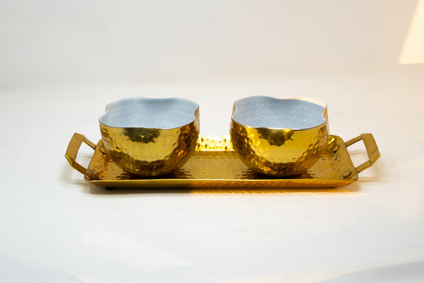 Gold Three Piece Serving Tray