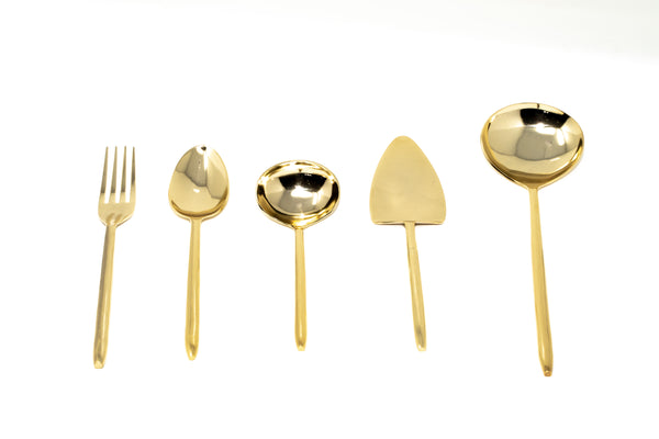 Gold Set Of Five Serving Spoons,