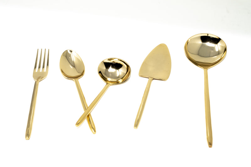 Gold Set Of Five Serving Spoons,