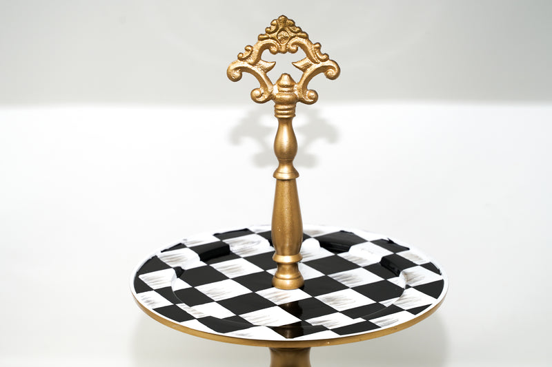 Two Tier Chequered Cake Stand.