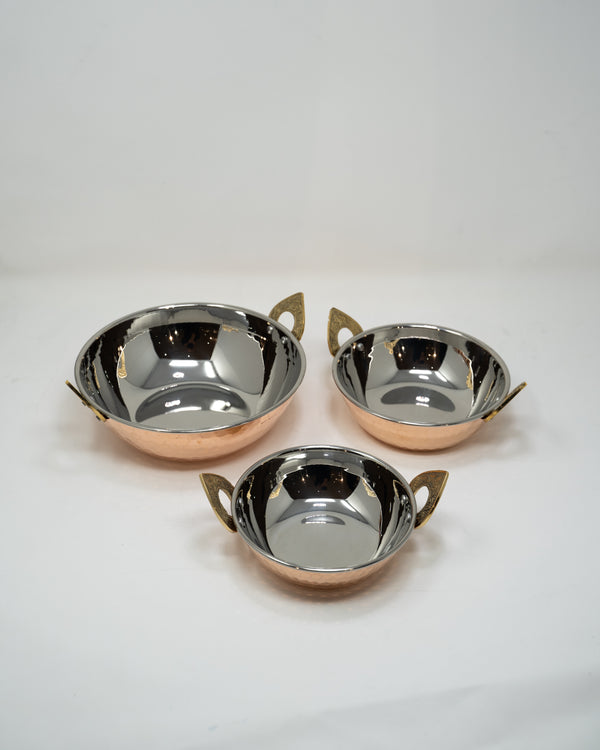 Copper,Stainless Steel Serving Three Piece Set.