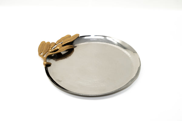 Silver And Gold Serving Tray.