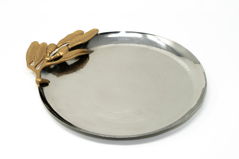 Silver And Gold Serving Tray.