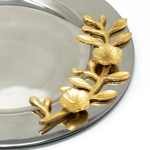 Daisy Design Silver And Gold Charger Plate Or Tray.