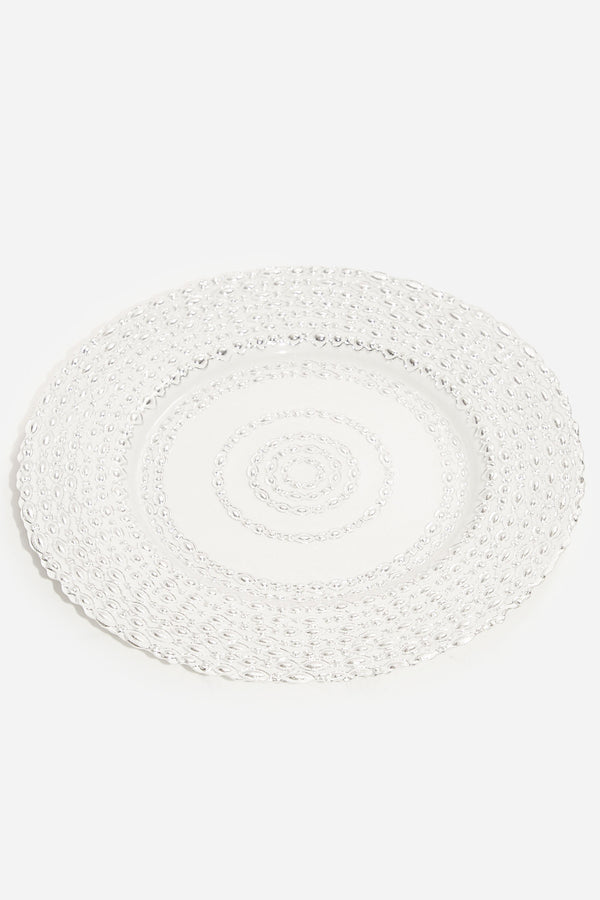 Glass Cake Plate - Silver