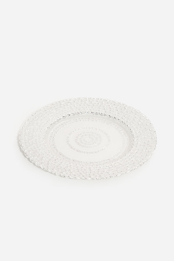 Glass Cake Plate - Silver